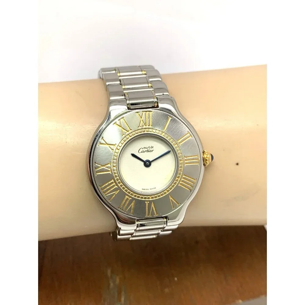 Cartier Must 21 Women's Watch Swiss Quartz Silver Dial Two Tone Steel 31mm